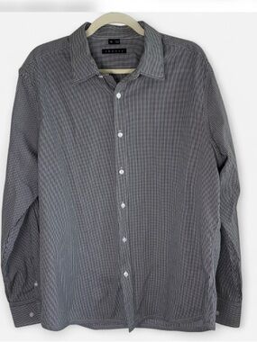 Theory Men's Gray Micro-Check Button-Down Shirt